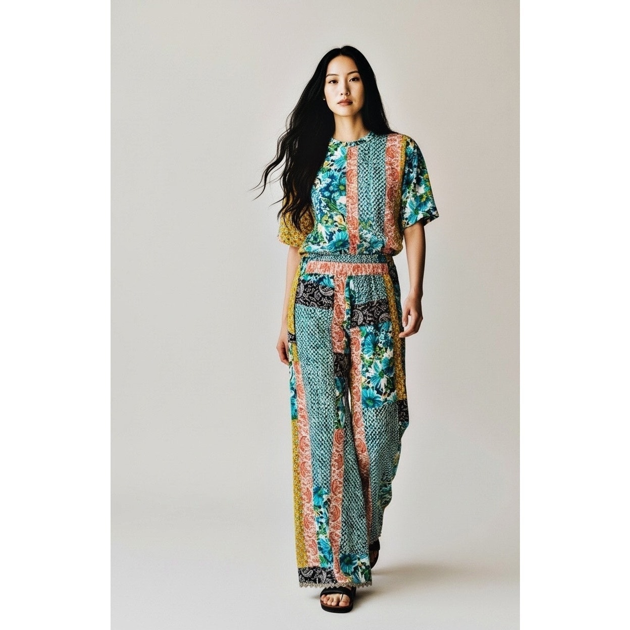 Johnny Was Paisley Rachel Pant Pull-On Silk Multicolor Women's Size Xl Nwt